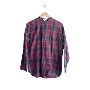 Golden by TNA Womens Blouse Button Front Long Sleeve Plaid Small